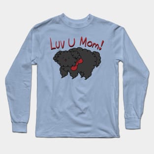 Love You Mom - Fluffy Black Dog Long Sleeve T-Shirt